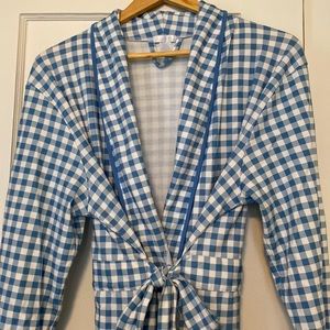 LAKE PAJAMAS 100% PIMA COTTON GINGHAM ROBE